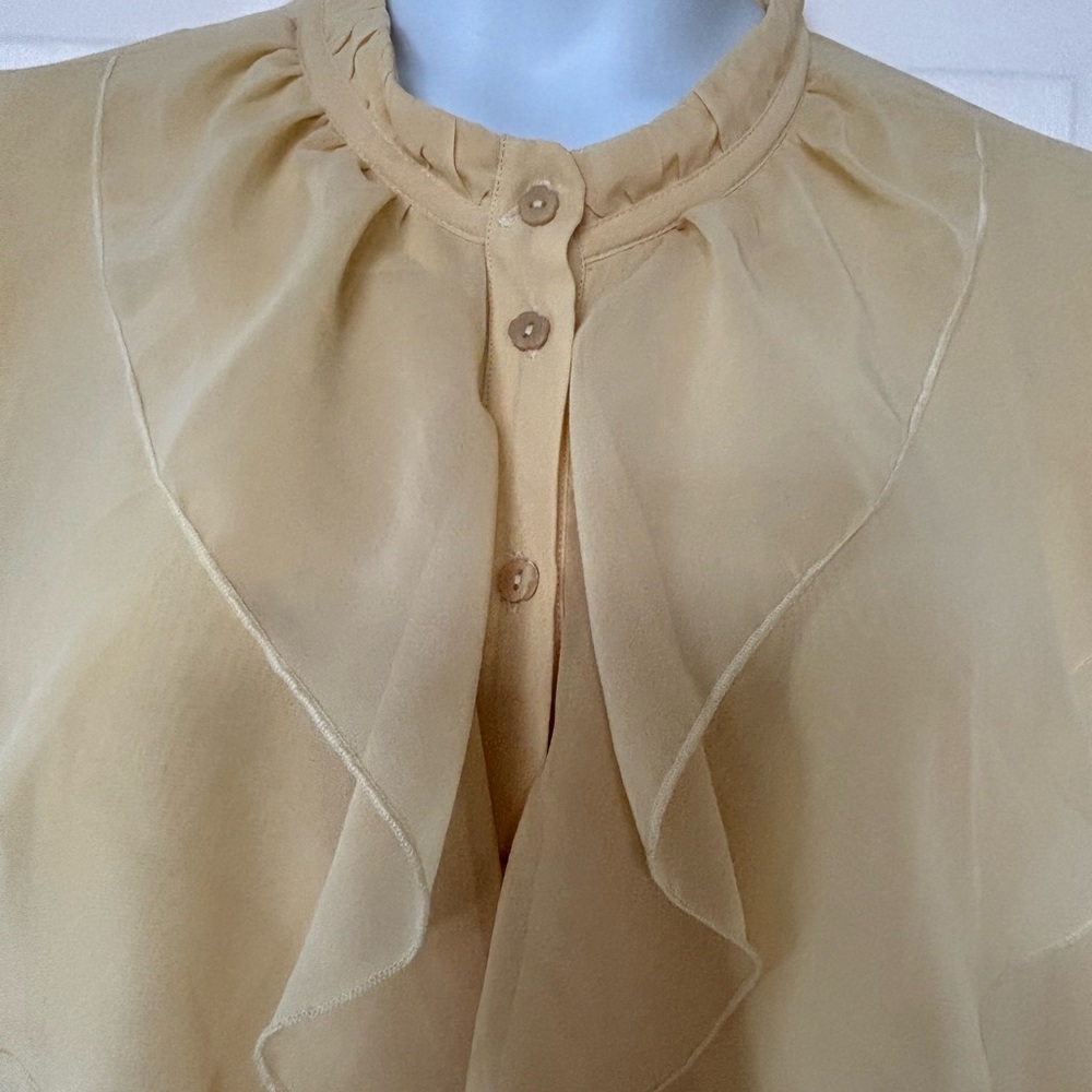 Dialogue Yellow Ruffle Front Blouse - Picture 2 of 7